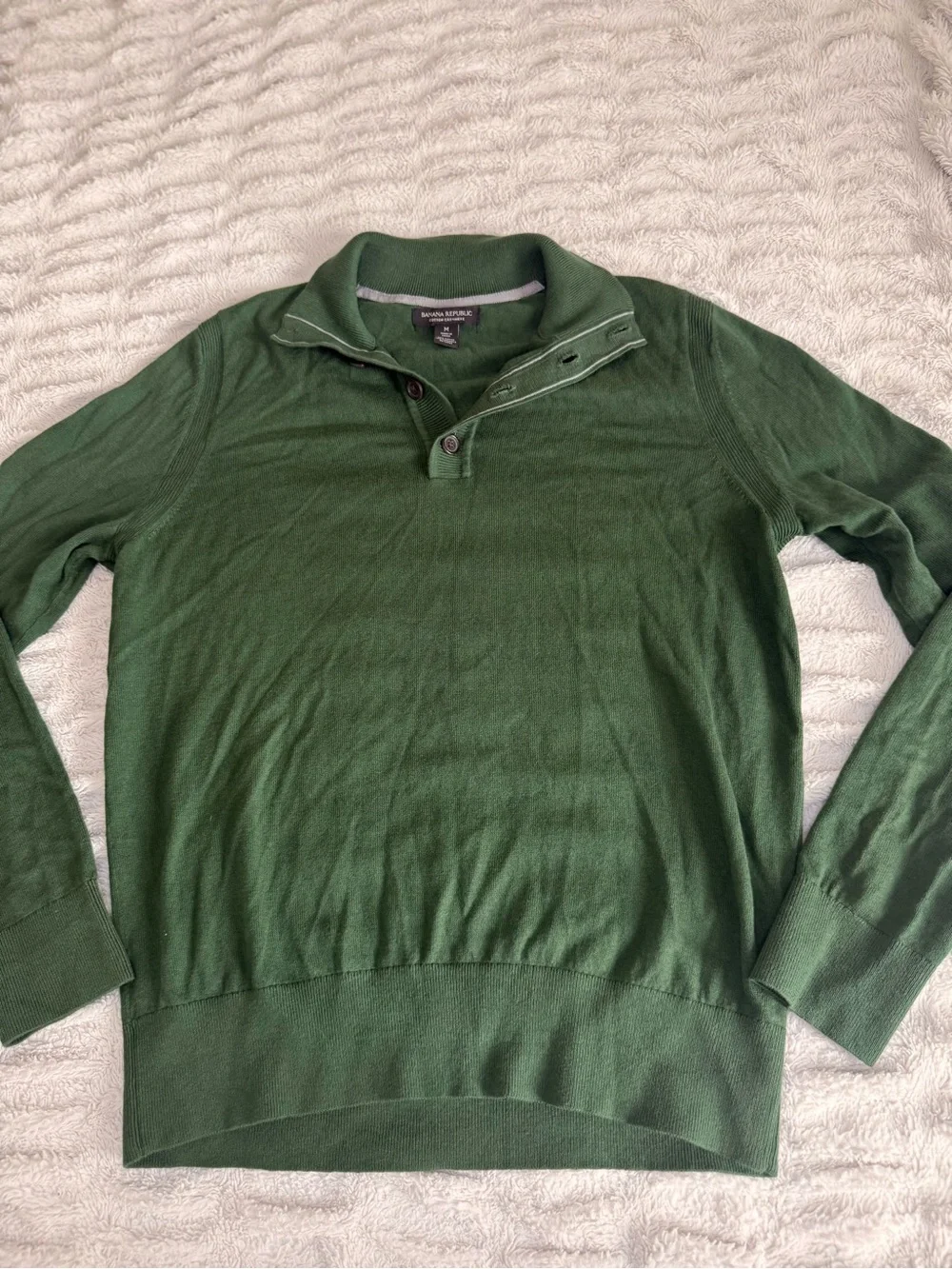Banana Republic Green Cotton Cashmere Pullover Sweater Size M